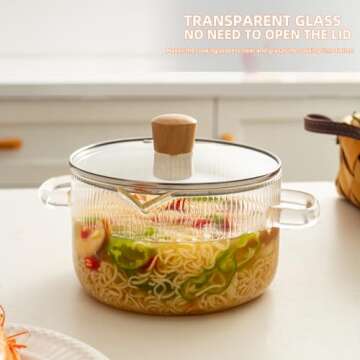 Glass Simmer Pot 1.8L, Heat-Resistant Cooking Cookware