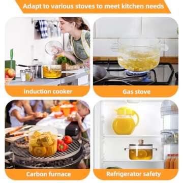 Glass Simmer Pot 1.8L, Heat-Resistant Cooking Cookware