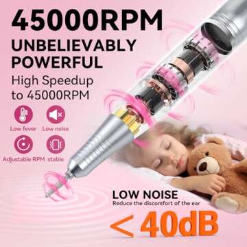 45000RPM Professional Portable Nail Drill - Electric File with Pink Diamond