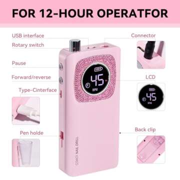 45000RPM Electric Nail Drill for Quick Manicures
