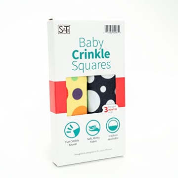 S&T INC. Crinkle Squares Baby Toys for Sensory Fun