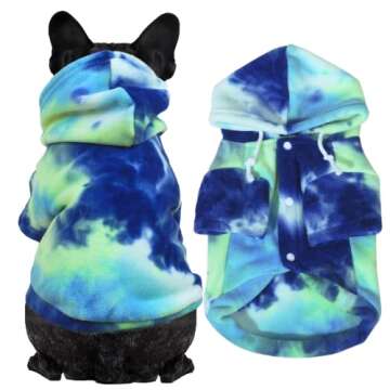 Mklhgty Tie Dye Dog Hoodie, Winter Coat for Small Dogs - Ultra-Soft Adjustable Warm Hood, Breathable...