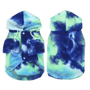 Mklhgty Tie Dye Dog Hoodie, Winter Coat for Small Dogs - Ultra-Soft Adjustable Warm Hood, Breathable Comfort Fabric for Daily Use
