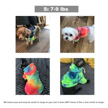 Mklhgty Tie Dye Dog Hoodie, Winter Coat for Small Dogs - Ultra-Soft Adjustable Warm Hood, Breathable Comfort Fabric for Daily Use