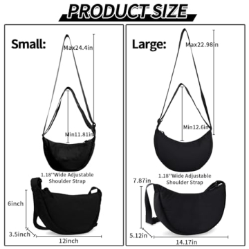 Trendy Nylon Crescent Crossbody Bag Lightweight Adjustable Strap