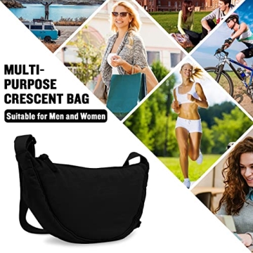 Trendy Nylon Crescent Crossbody Bag Lightweight Adjustable Strap