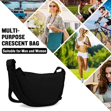 Trendy Nylon Crescent Crossbody Bag Lightweight Adjustable Strap