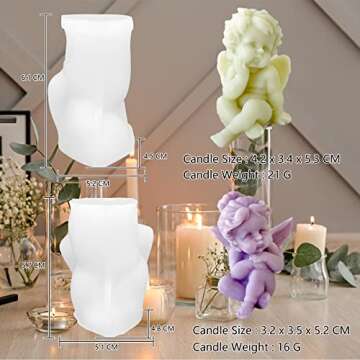ZAKVOOR 2 Pcs Angel Shape Candle Mold Valentine's Day Resin Casting Silicone Mold for DIY Aromathera...