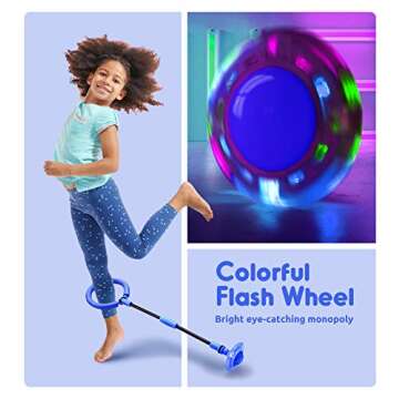 Mumba Kids Foldable Ankle Skip Ball Flash Jump Colorful Sports Swing Ball, Fitness Jump Rope Fat Burning Game for Adults and Children (Navy)…