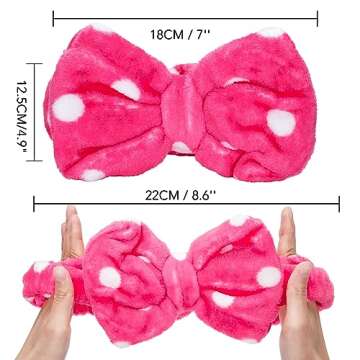 FirstKitchen Lovely Headband,Makeup Headbands,2 PCS Flannel Bowknot Hairband Wash Face Towel Hair Band for Hair Accessories(Red + Pink)