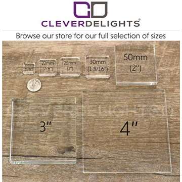 CleverDelights 4" Square Glass Tiles for Crafts and Decor