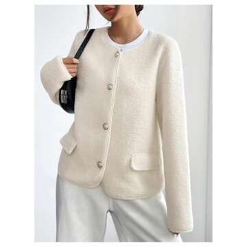 MakeMeChic Women's Lightweight Cardigan Blazers Casual Long Sleeve Open Front Button Down Jackets Outerwear