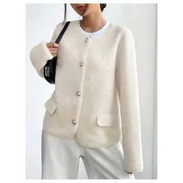 MakeMeChic Women's Lightweight Cardigan Blazers Casual Long Sleeve Open Front Button Down Jackets Outerwear