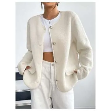 MakeMeChic Women's Lightweight Cardigan Blazers Casual Long Sleeve Open Front Button Down Jackets Outerwear