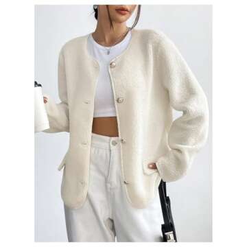 MakeMeChic Women's Lightweight Cardigan Blazers Casual Long Sleeve Open Front Button Down Jackets Outerwear