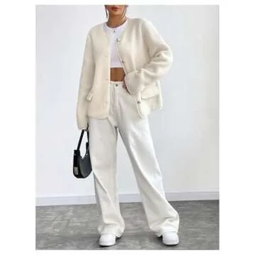 MakeMeChic Women's Lightweight Cardigan Blazers Casual Long Sleeve Open Front Button Down Jackets Outerwear