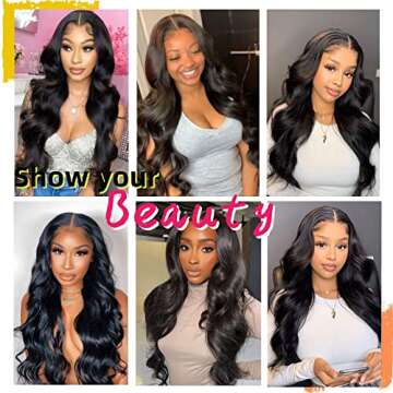 Matthia V Part Wig Body Wave Wigs Upgrade U Part Half Wigs for Black Women, 24inch Black Synthetic Glueless V Part Wig No Leave Out Clip in Extensions Thin Part Wig V Shape Wig Beginner Friendly(1B#)