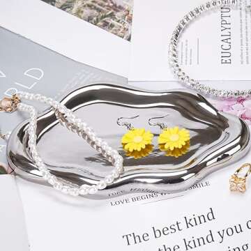 BIGPIPI Ceramic Jewelry Tray Dish for Ring Key Trinket, Cute Cloud Shape Decorative Jewelry Plate Ho...