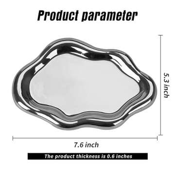 BIGPIPI Ceramic Jewelry Tray Dish for Ring Key Trinket, Cute Cloud Shape Decorative Jewelry Plate Holder Room Decor Aesthetic Gift (Silver)
