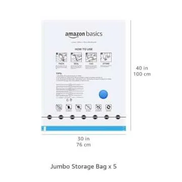 Amazon Basics Vacuum Compression Space Saver Zipper Storage Bags with Hand Pump, for Travel, X-Jumbo - Pack of 4