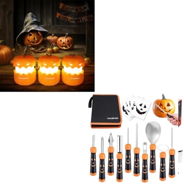 EverBrite 3-Pack Halloween Pumpkin Lantern & HAUSHOF 20PCS Halloween Pumpkin Carving Kit - Ultimate ...