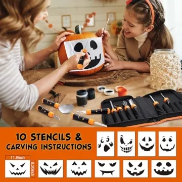 EverBrite Lantern & HAUSHOF 20PCS Carving Kit for Halloween