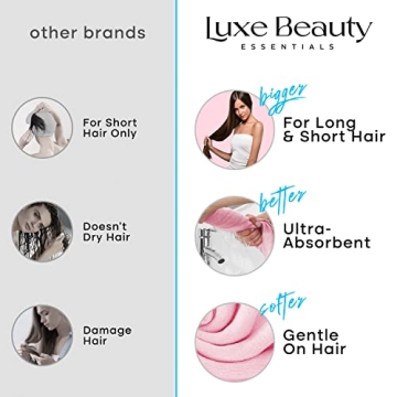 Luxe Beauty Microfiber Hair Towel Wrap for Quick Drying