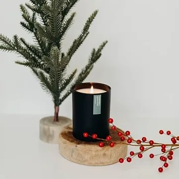 Calyan Wax Soy Wax Candle, Evergreen & Eucalyptus Scented Candle for The Home | Premium Candles with Essential Oils | 10.2 oz 50 Hour Burn Time | Soy Candles in Matte Black Jar