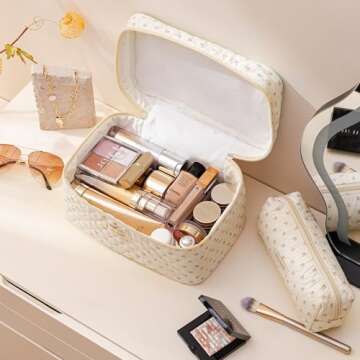 Functional Floral Makeup Bags for Travel and Organization