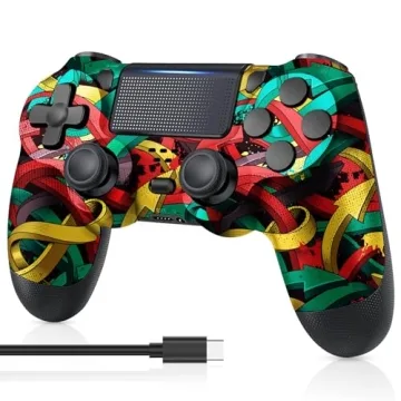 MOOGOLE Wireless PS4 Controller - Dual Motors, 6-Axis Gyro, 1000mAh Battery