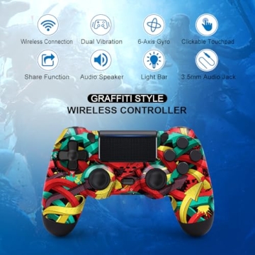 MOOGOLE Wireless PS4 Controller with Dual Motors & Gyro