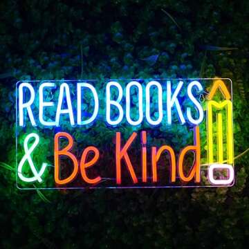 LULANMP Read Books And Be Kind Neon Sign Pencil Neon Light Student LED Neon Light Colorful Neon Ligh...