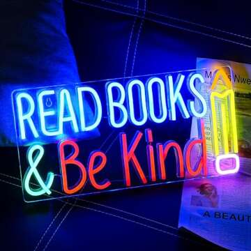 LULANMP Read Books And Be Kind Neon Sign Pencil Neon Light Student LED Neon Light Colorful Neon Light Up Sign Suitable for Classroom Bookstore Library Museum Study Room (14.1"*7")