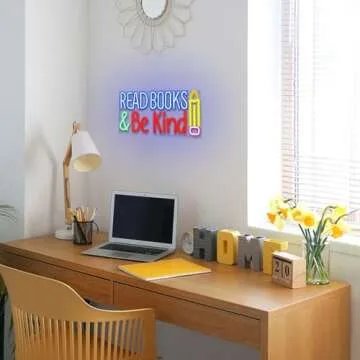 LULANMP Read Books And Be Kind Neon Sign Pencil Neon Light Student LED Neon Light Colorful Neon Light Up Sign Suitable for Classroom Bookstore Library Museum Study Room (14.1"*7")