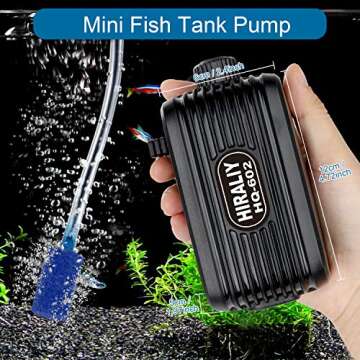 HIRALIY Aquarium Air Pump with Dual Outlet Adjustable Air Valve, Ultra Silent Oxygen Fish Tank Bubbler with Air Stones Silicone Tube Check Valves Up to 100 Gallon Tank