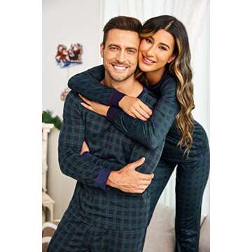 Ekouaer Couples Pajamas Set - Matching Adult Sleepwear, Breathable & Cozy