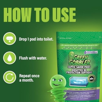 Green Gobbler Septic Tank Treatment Packets - 6 Month Supply