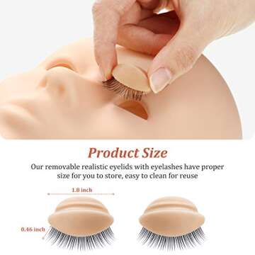 Maitys 2 Boxes 6 Pairs Replacement Eyelids for Mannequin Head Removable Realistic Eyelids with Eyela...