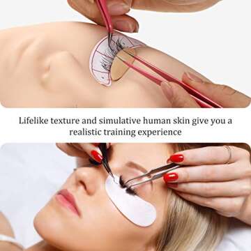 Maitys 2 Boxes 6 Pairs Replacement Eyelids for Mannequin Head Removable Realistic Eyelids with Eyelashes Mannequin Head for Eyelash Training Practice Makeup Eyelash Extensions(Tan Color)