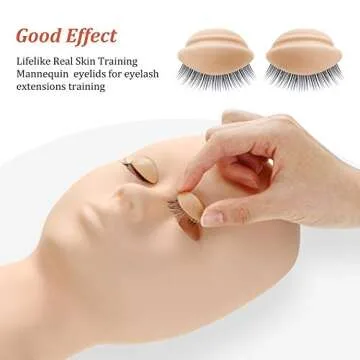 Maitys 2 Boxes 6 Pairs Replacement Eyelids for Mannequin Head Removable Realistic Eyelids with Eyelashes Mannequin Head for Eyelash Training Practice Makeup Eyelash Extensions(Tan Color)