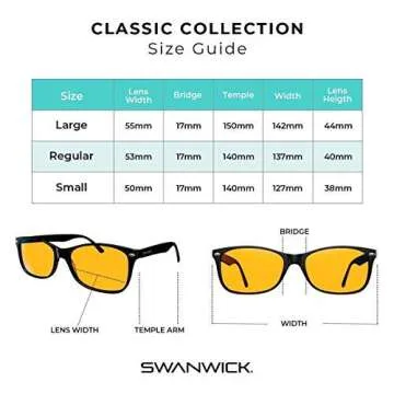 Swanwick CLASSIC NIGHT - Blue Light Blocking Glasses for Women, Men. Sleep Aid, Anti Eyestrain Heada...