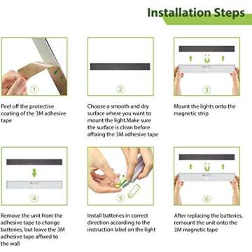 OXYLED Cabinet Lights Remote Control, Dimmable 10-LED Wireless Under Cabinet Lighting, Battery Operated Closet Light, LED Night Light Bar with Magnetic Strip for Closet, Cabinet, Wardrobe (3 Pack)