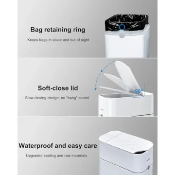 CTIME Motion Sensor Bathroom Trash Can with Smart Features