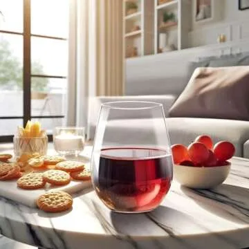 Amazing Abby - Cindy - 14-Ounce Unbreakable Tritan Wine Glasses (Set of 6), Plastic Stemless Wine Tumblers, Reusable, BPA-Free, Dishwasher-Safe, Perfect for Poolside, Outdoors, Camping, and More