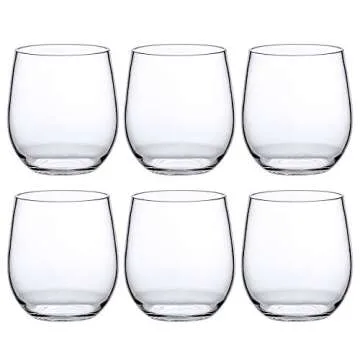 Amazing Abby - Cindy - 14-Ounce Unbreakable Tritan Wine Glasses (Set of 6), Plastic Stemless Wine Tumblers, Reusable, BPA-Free, Dishwasher-Safe, Perfect for Poolside, Outdoors, Camping, and More