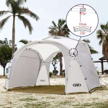 UNP Pop Up Canopy 12 X 12ft Easy Beach Tent with UPF50+ Side Wall, Ground Pegs, and Stability Poles, Sun Shelter Rainproof, Waterproof for Camping Trips, Backyard Fun, Party Or Picnics(White).