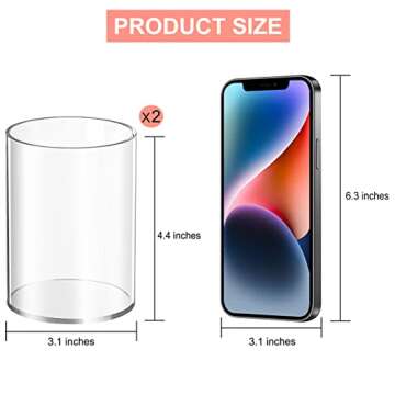2 Pieces Clear Acrylic Pen Holder Round & Pencil Cup Clear Makeup Bush Holder Acrylic Desktop Statio...