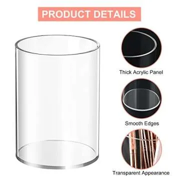2 Pieces Clear Acrylic Pen Holder Round & Pencil Cup Clear Makeup Bush Holder Acrylic Desktop Stationery Organizer for Office, School, Home, Desk Accessories - 2 Pack, Round