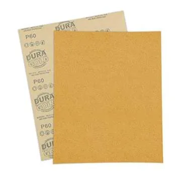 Dura-Gold Premium 9" x 11" Gold Sandpaper Sheets, 60 Grit (Box of 6) - Wood Furniture Woodworking, Automotive Paint - Full-Size Cut to Use on 1/4, 1/3, 1/2 Sheet Finishing Sanders, Hand Sanding Block