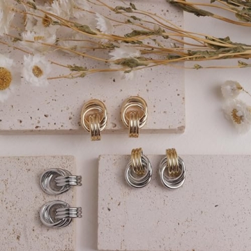 Elegant JeanBeau Gold Silver Knot Earrings for Women